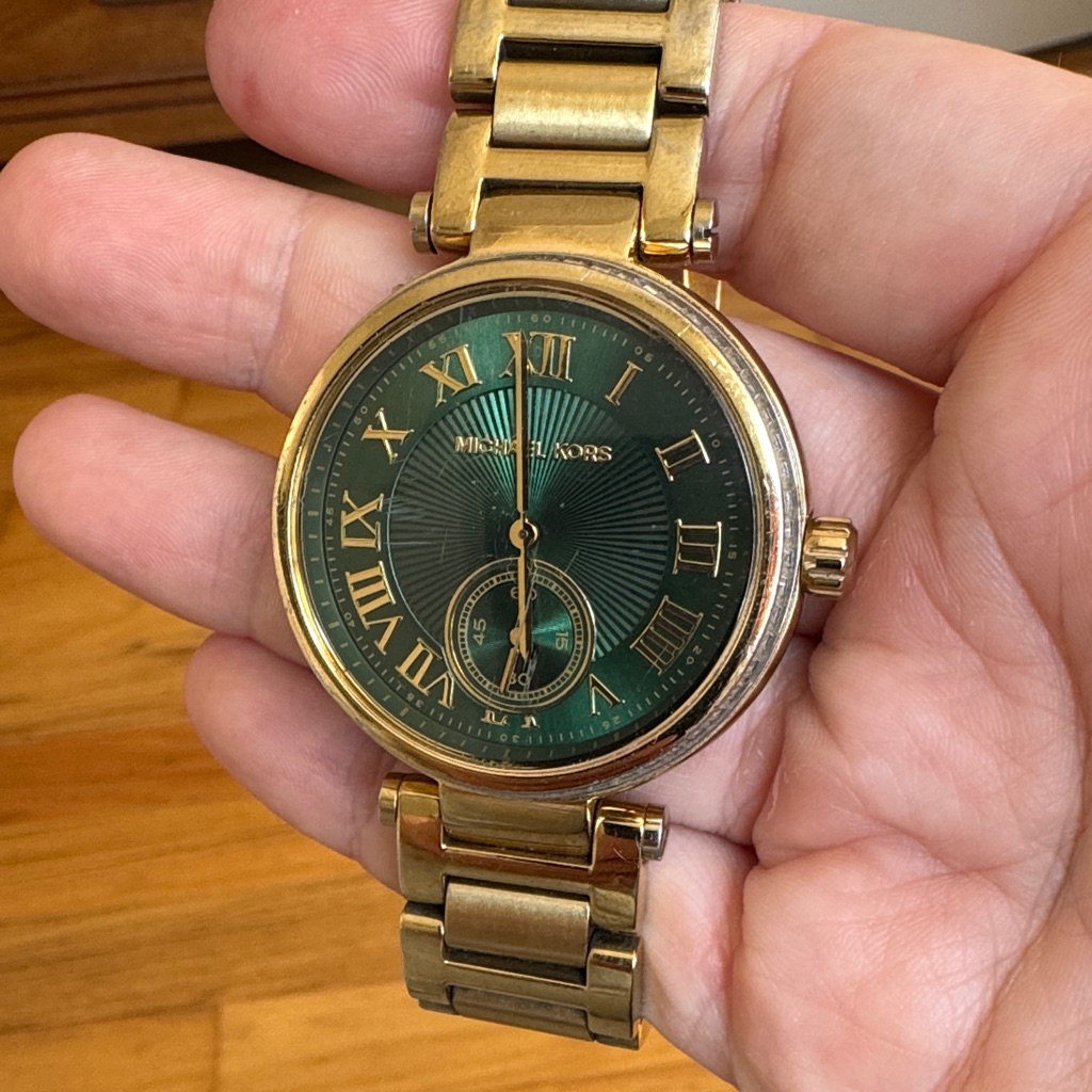 Michael Kors Womens GoldTone Watch With Green Dial